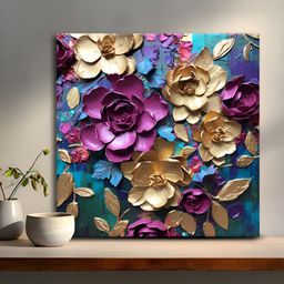 OLIVE TREE Purple & Blue 1 Piece Canvas Floral and Botanical Wall Paintings-picture-35
