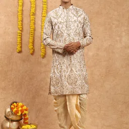 SOURAGYA Men Georgette Embroidered Kurta & Dhoti Pants-image-38