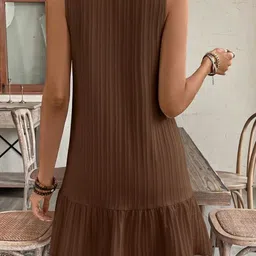 VANGULL Solid Gathered or Pleated Drop-Waist Mini Dress image 3