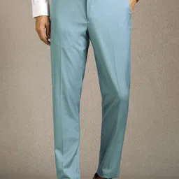 Louis Philippe Men Self Design Mid-Rise Textured Flat Front Formal Trousers-picture-30