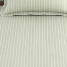 Trance Home Linen Cream Striped Pure Cotton 200 TC Single Bedsheet Set-1.98 m x 91 cm image 2