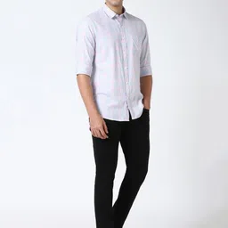 Peter England Casuals Men Spread Collar Tartan Checked Cotton Slim Fit Casual Shirt image 2