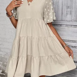 Outzidr Women Embroidered Cotton Fit and Flare Dress image 4