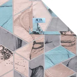 Aura Grey & Blue Geometric Printed 300 TC Single Bedsheet Set 2.25 m x 1.50 m image 3