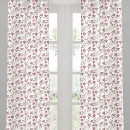 HOMEBREW FURNISHINGS Maroon & White 2 Pieces Floral Linen Door Curtains-picture-25