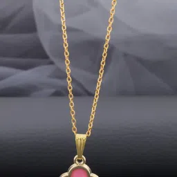 SZN Elegent Set Of 2 Gold-Plated Beaded Clover Shaped Enamelled Pendants With Chains image 3