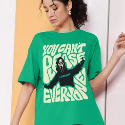 Leotude Women Printed Oversized Round Neck T-shirt-image-28
