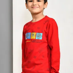 YOUMAA Boys Cotton Typography Printed Pullover Sweatshirt image 4