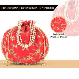 RUBOXA Set Of 4 Embroidered Zari Work Potli Clutches image 3