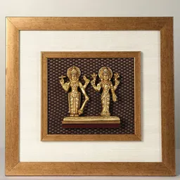 Exotic India Gold toned & Brown Textured Wooden Framed Wall Decor Hangings-picture-17