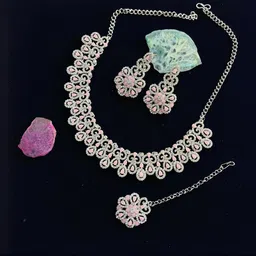 VATSALYA creation Pink Stones Studded Jewellery Set-image-70