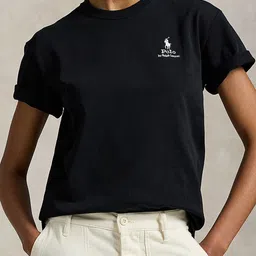 Polo Ralph Lauren Women Solid Round Neck Pure Cotton T-shirt-picture-31