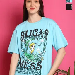 Metronaut Women Pack Of 2 Graphic Printed Round Neck Cotton Oversized T-shirts-picture-10