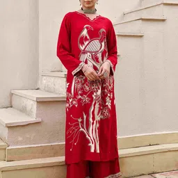 Nehamta Women Ethnic Motifs Printed German Rayon Kurta & Palazzo Set-picture-32