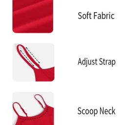 EMBATA Women Red Solid Camisole Slip with Adjustable Straps image 2