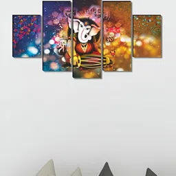 Myntra Elegant Homes Purple & White 5 Piece Wood Religious Wall Paintings image 3