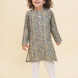 Sethukrishna Boys Floral Printed Regular Kurta with Pyjamas-picture-5