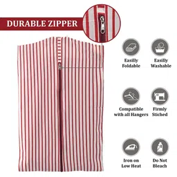 Kuber Industries Brown & Maroon Set Of 12 Striped Cotton Hanging Clothes Organisers image 5