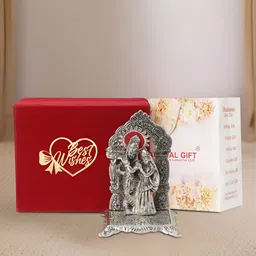 INTERNATIONAL GIFT Silver-Toned Radha Krishna Religious Idol Showpiece-image-59