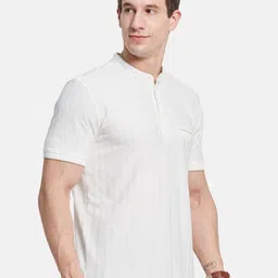 Octave Men Self Design Mandarin Collar Cotton T-shirt image 4