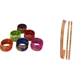SOMIL Set Of 16 Glass Artificial Stones Studded Bangles-image-70