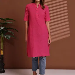 Enchanted Drapes Women Striped Daily Pure Cotton Straight Kurta-picture-21