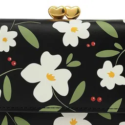 CLUES HUBB Women Floral Printed Three Fold Wallet image 2