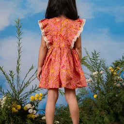 VASTRAMAY Floral Print Flutter Sleeve Fit & Flare Dress image 3