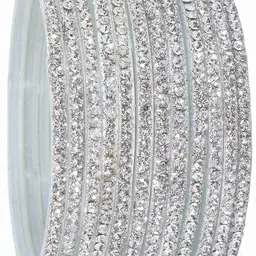 ZULKA Set Of 12 Glass With Zircon Gemstone Studded Glossy Finished Bangles image 3