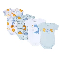 Chicco Infant Boys Pack Of 4 Printed Cotton Bodysuits-picture-34
