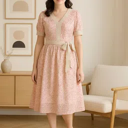 all about you Floral Print Fit & Flare Midi Dress-picture-42