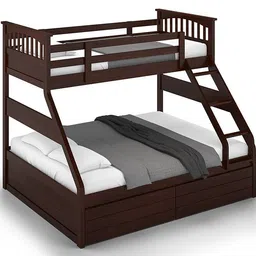 urban ladder Barnley Single Over Queen Storage Bunk Bed In Dark Walnut Finish image 4