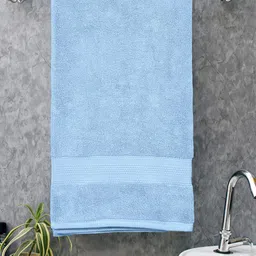BOMBAY DYEING Blue Solid 650 GSM Cotton Bath Towel-image-17