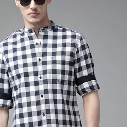 Roadster Men White Tartan Checks Checked Sustainable Casual Shirt-picture-18