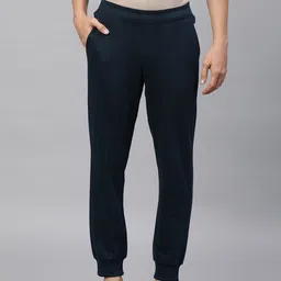 Huetrap Men Navy Blue Solid Joggers-image-3