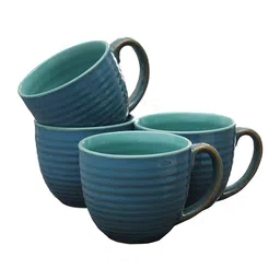 MIAH Decor Blue 4-Pieces Textured Ceramic Cups Set image 2