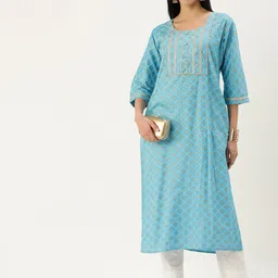 BAPS Woven Design Gotta Patti Pure Cotton Kurti image 3