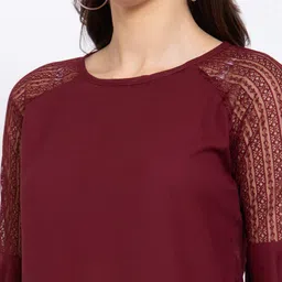 Style Quotient Burgundy Crepe Regular Top image 2