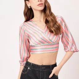 dressberry Indie Core Geometric Printed V-Neck Crop Top image 2