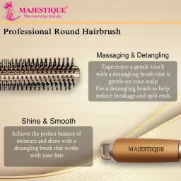 Majestique Golden Round Blow Drying Hair Brush with Refresh and Extended Nylon Bristles image 3