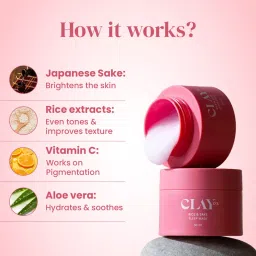 Clayco Rice & Sake Sleeping Mask Night Gel Cream With Vitamin C For Brightening & Hydration image 3