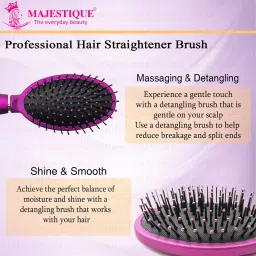Majestique Purple Hair Straightener Brush - Detangler Brush, Sleek and Shine Finisher Hair Brush image 3