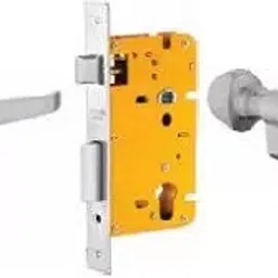 Dorset 70 mm Lever Handle Lock Set with Both Side Key Cylinder Stainless Steel ML OS OR image 1