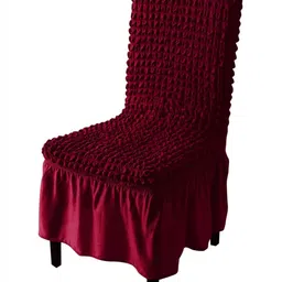 HOKIPO Maroon Textured Stretchable Chair Cover-image-77
