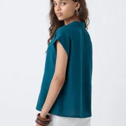 LOV by Westside Teal Solid Shirt image 2