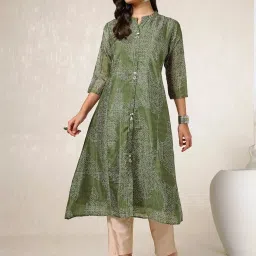Soch Green Printed A Line Kurta image 3