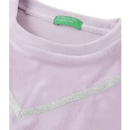 United Colors of Benetton Girls Purple Solid Full Sleeves Sweatshirt image 3