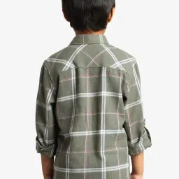 Ed-a-Mamma Olive Cotton Regular Checks Shirt image 2