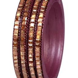 TAJ BRIDAL STORE Set Of 4 Kundan Studded Lac Rajasthani Bangles-picture-36