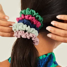 Accessorize London Multi Color Scrunchies Set of 5 image 3